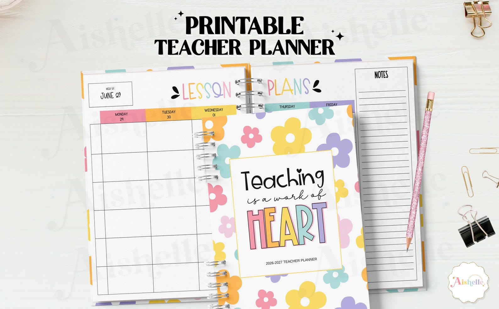 2026-2027 Printable Teacher Planner | Teacher Binder | Pastel Floral ...