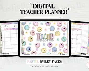 Pastel Smiley Digital Teacher Planner 2026-2027 for Goodnotes & Notability | Personal Use | PDF
