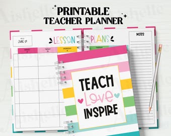 2026-2027 Printable Teacher Planner | Teacher Binder | Bright & Doodle Theme | Personal Use | PDF