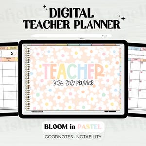 Digital Teacher Planner 2026-2027 | Pastel Flowers Theme | Personal Use | PDF