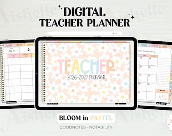 Digital Teacher Planner 2026-2027 | Pastel Flowers Theme | Personal Use | PDF