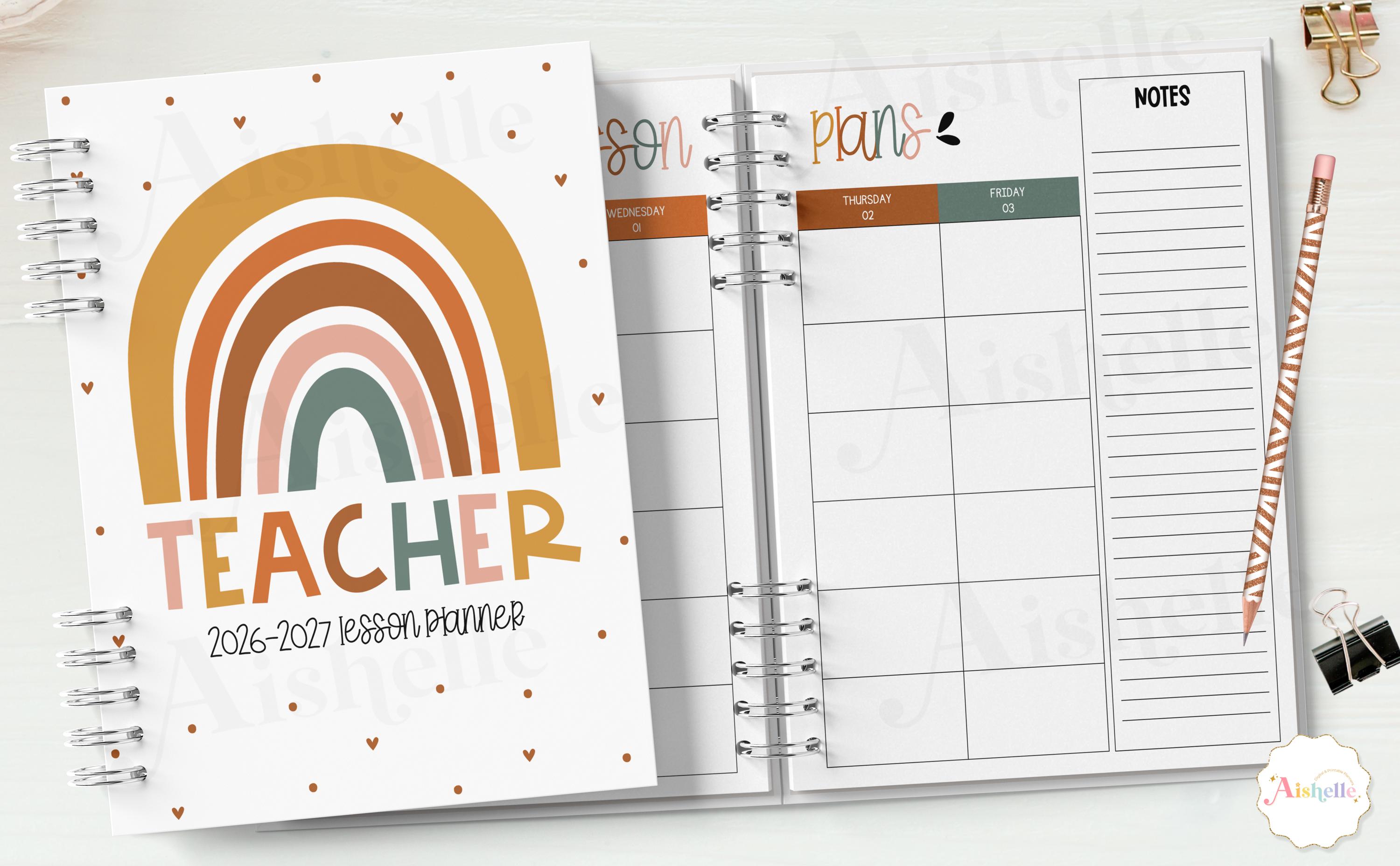 2026-2027 Printable Teacher Planner | Teacher Binder | Boho Rainbow ...
