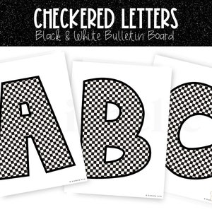 Black & White Checkered Bulletin Board Letters A-Z | Classroom Decor | PERSONAL USE