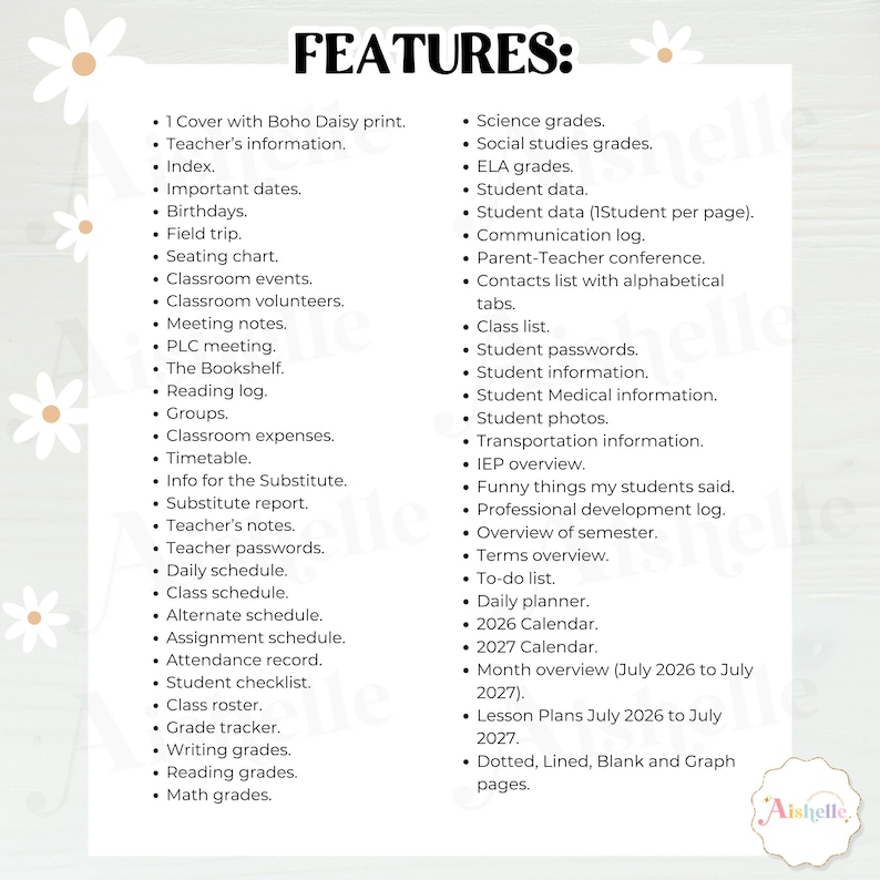 2026-2027 Digital Teacher Planner | Goodnotes Teacher | Boho Daisy ...