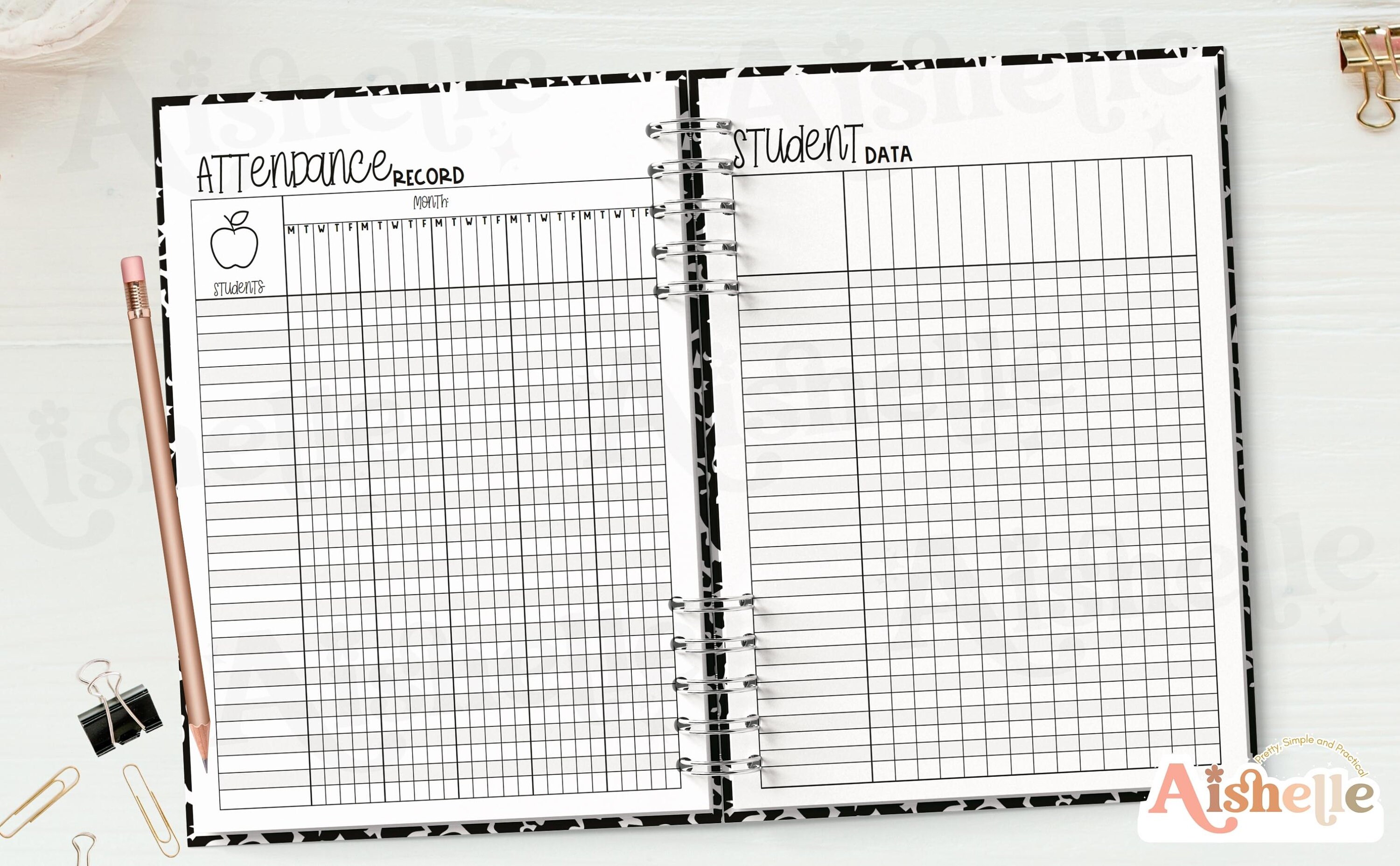 20232024 Teacher Planner Printable Teacher Binder Black Marble Planner