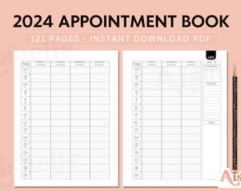 Afspraakplanner 2024, Afdrukbaar afsprakenboek, 15 minutenplanner, Instant Download PDF, PERSOONLIJK GEBRUIK