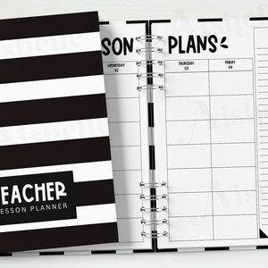 Printable Teacher Planner 2025-2026 | Teacher Binder | Black & White Stripes | PERSONAL USE