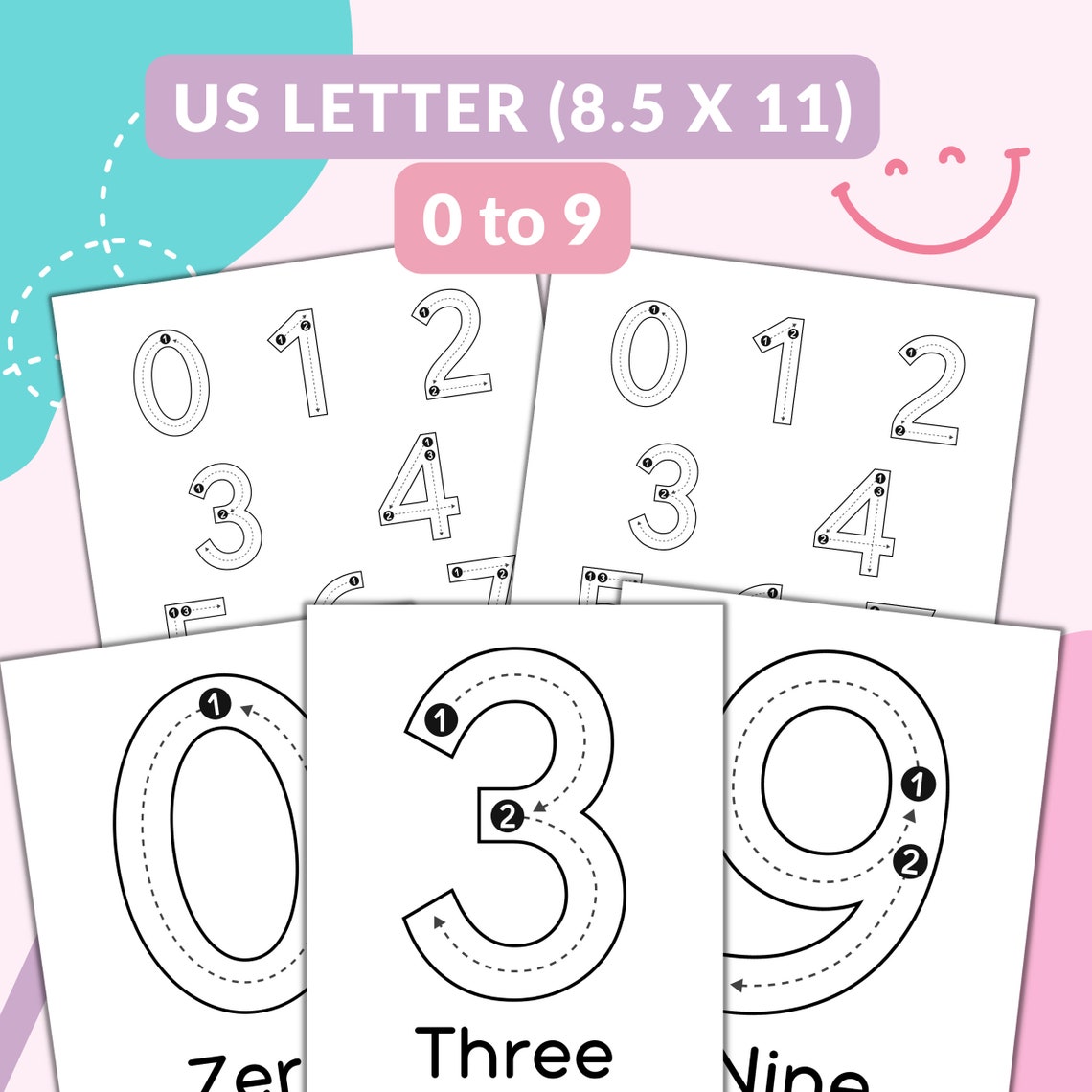Printable Number Tracing Worksheets Number Tracing Printable - Etsy