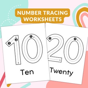 Printable Number tracing worksheets, 10 to 20 Number Tracing, Printable Handwriting Practice, Pre-School, Toddlers, Preschool worksheets
