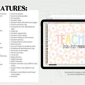 Digital Teacher Planner 2026-2027 | Pastel Flowers Theme | Personal Use | PDF image 2