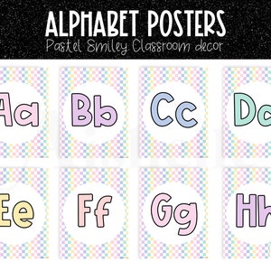 Classroom Alphabet Posters | Pastel Happy Faces Classroom Decor | PERSONAL USE