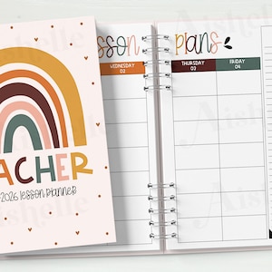 2025-2026 Teacher Planner Printable | Teacher Binder | Boho Rainbow Theme | PERSONAL USE