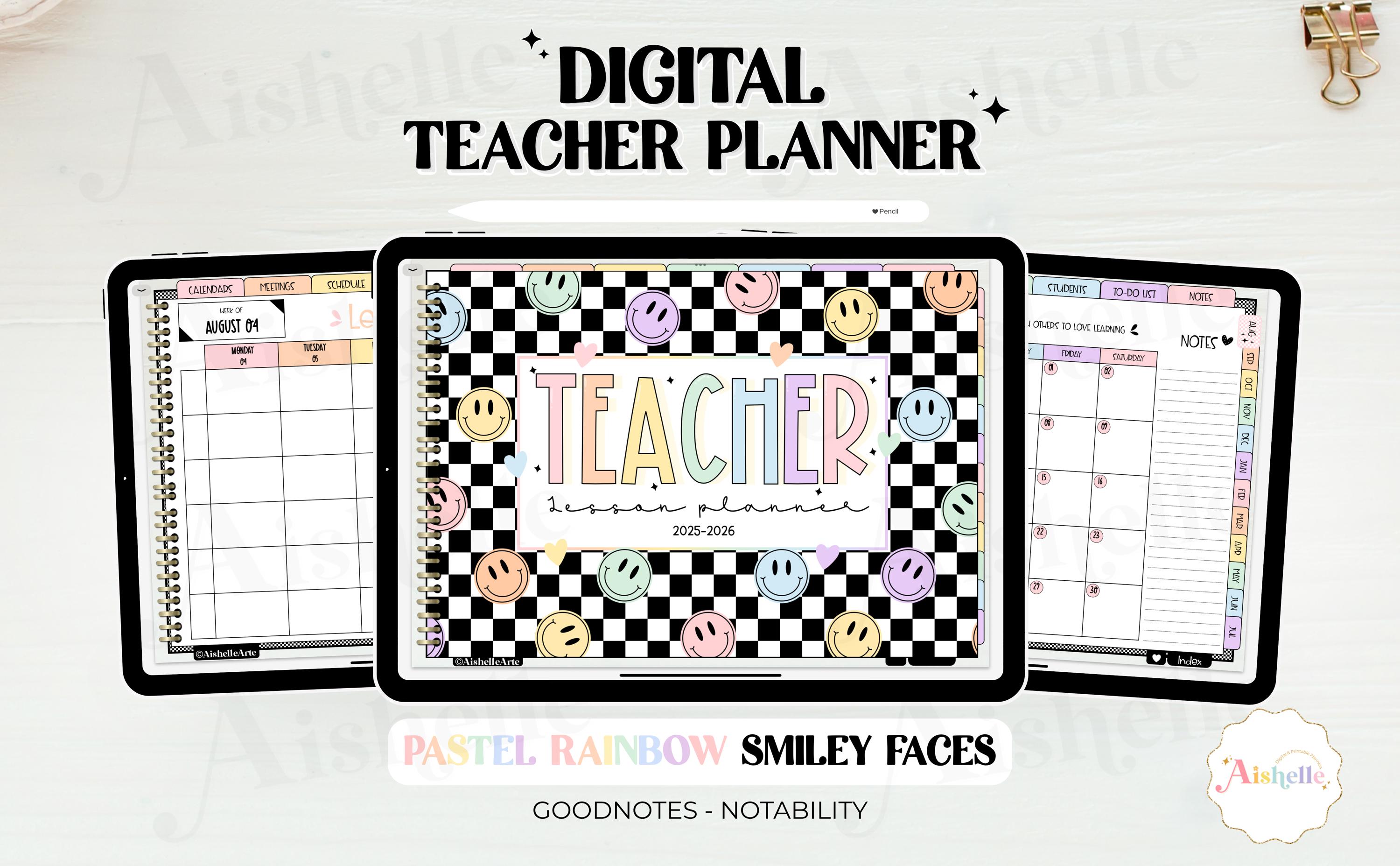 Digital Teacher Planner 2025-2026 | Teacher Goodnotes | With Checkered ...