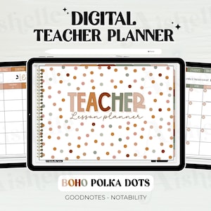 Boho Polka Dots Digital Teacher Planner 2026-2027 with Dates for Goodnotes & Notability (Digital Download)
