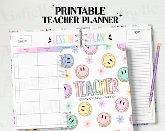 2026-2027 Printable Teacher Planner | Teacher Binder | Pastel Smiley Theme | Personal Use | PDF