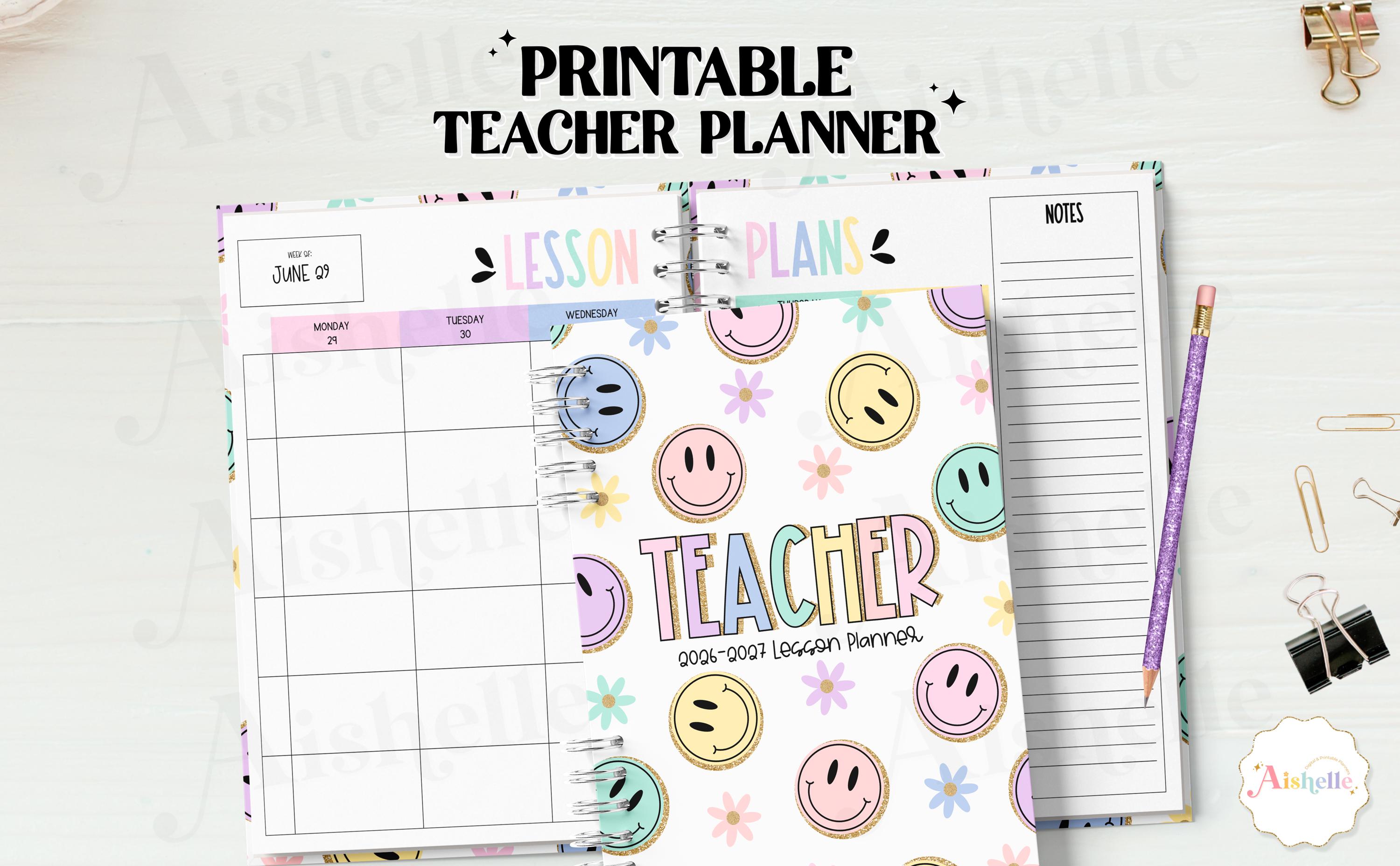 2026-2027 Printable Teacher Planner | Teacher Binder | Pastel Smiley ...