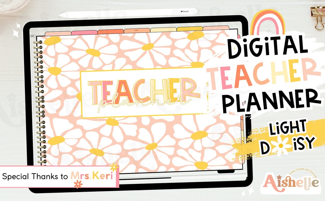20232024 Teacher Planner Digital Teacher Goodnotes Light Daisy Teacher Plan & Record Book for