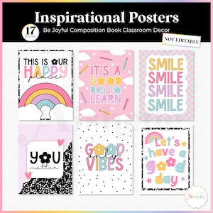 Pósteres inspiradores para el aula / Decoración de cuadernos con mensajes de alegría / Uso personal / PDF