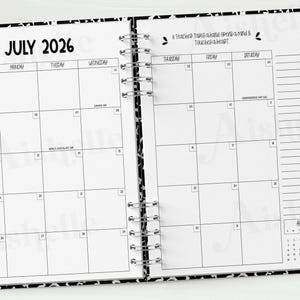 2026-2027 Printable Teacher Planner | Teacher Binder | Black & White Composition Theme | Personal Use | PDF image 4