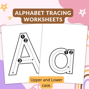 Planilhas de rastreamento de letras do alfabeto para impressão, de A a Z, rastreamento de alfabeto, atividades de alfabeto, maiúsculas e minúsculas, PDF, letra dos EUA.