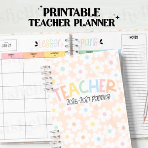 2026-2027 Printable Teacher Planner | Teacher Binder | Pastel Flowers Theme | Personal Use | PDF image 1