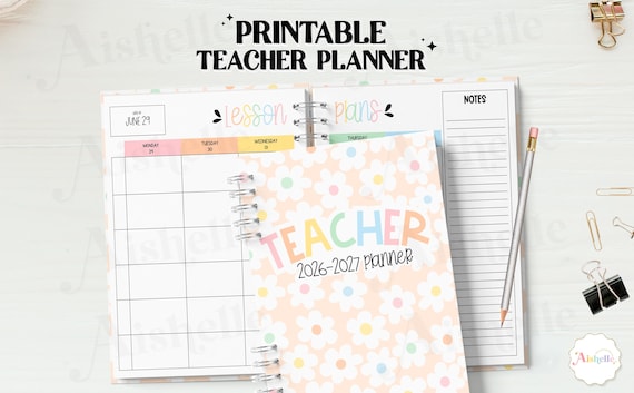 2026-2027 Printable Teacher Planner | Teacher Binder | Pastel Flowers Theme | Personal Use | PDF