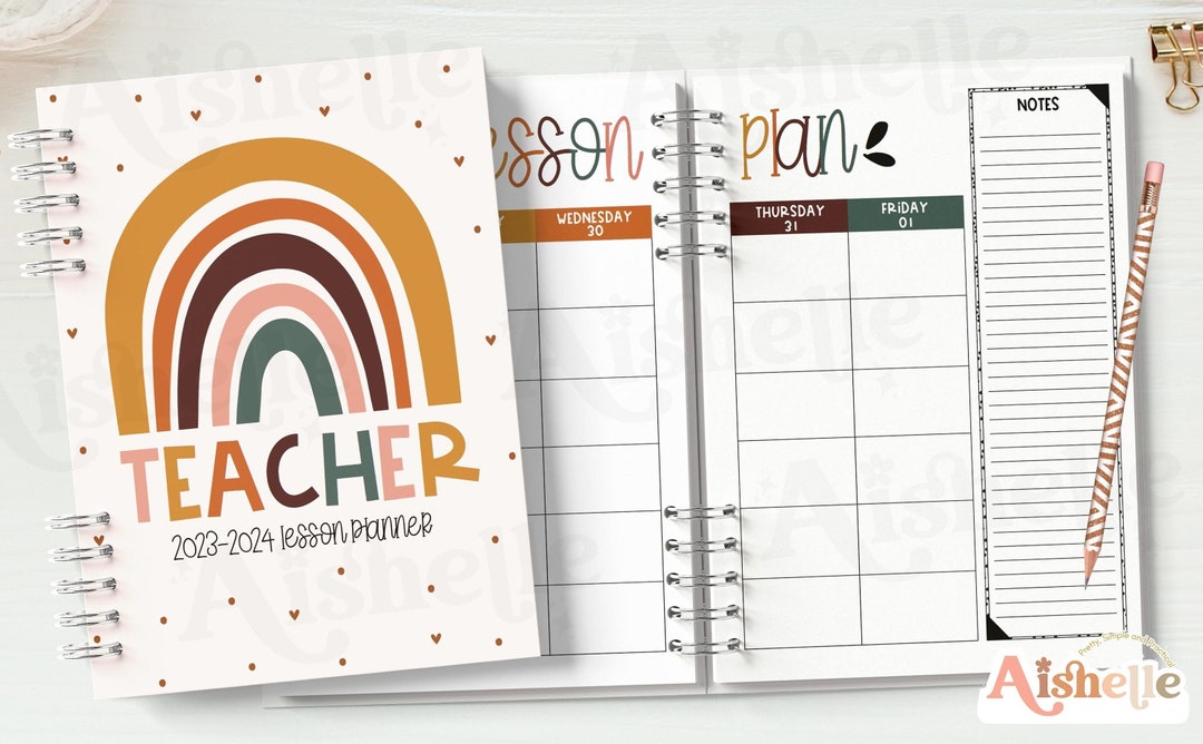 20232024 Teacher Planner Printable Teacher Binder Boho Rainbow Teacher