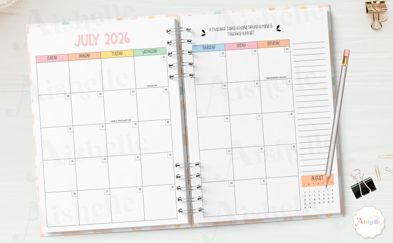 2026-2027 Printable Teacher Planner | Teacher Binder | Pastel Flowers Theme | Personal Use | PDF image 4