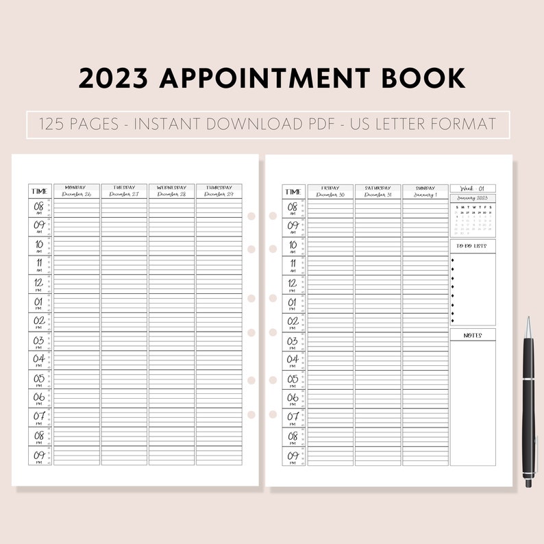 2023 Appointment Planner Printable Appointment Planner 15 Etsy