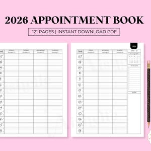2026 Appointment Book | Printable Appointment Planner with 15 Minute Increments | PERSONAL USE