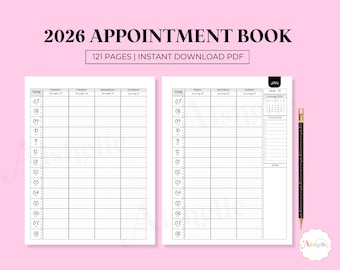 2026 Appointment Book | Printable Appointment Planner with 15 Minute Increments | PERSONAL USE