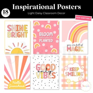Floral Classroom Inspirational Posters | Light Daisy Classroom Decor | PERSONAL USE