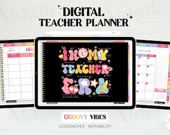 Digitale lerarenplanner 2026-2027 | Goodnotes en notities voor docenten | Groovy Vibes-thema | Persoonlijk gebruik | Pdf