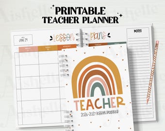 2026-2027 Printable Teacher Planner | Teacher Binder | Boho Rainbow Theme | Personal Use | PDF