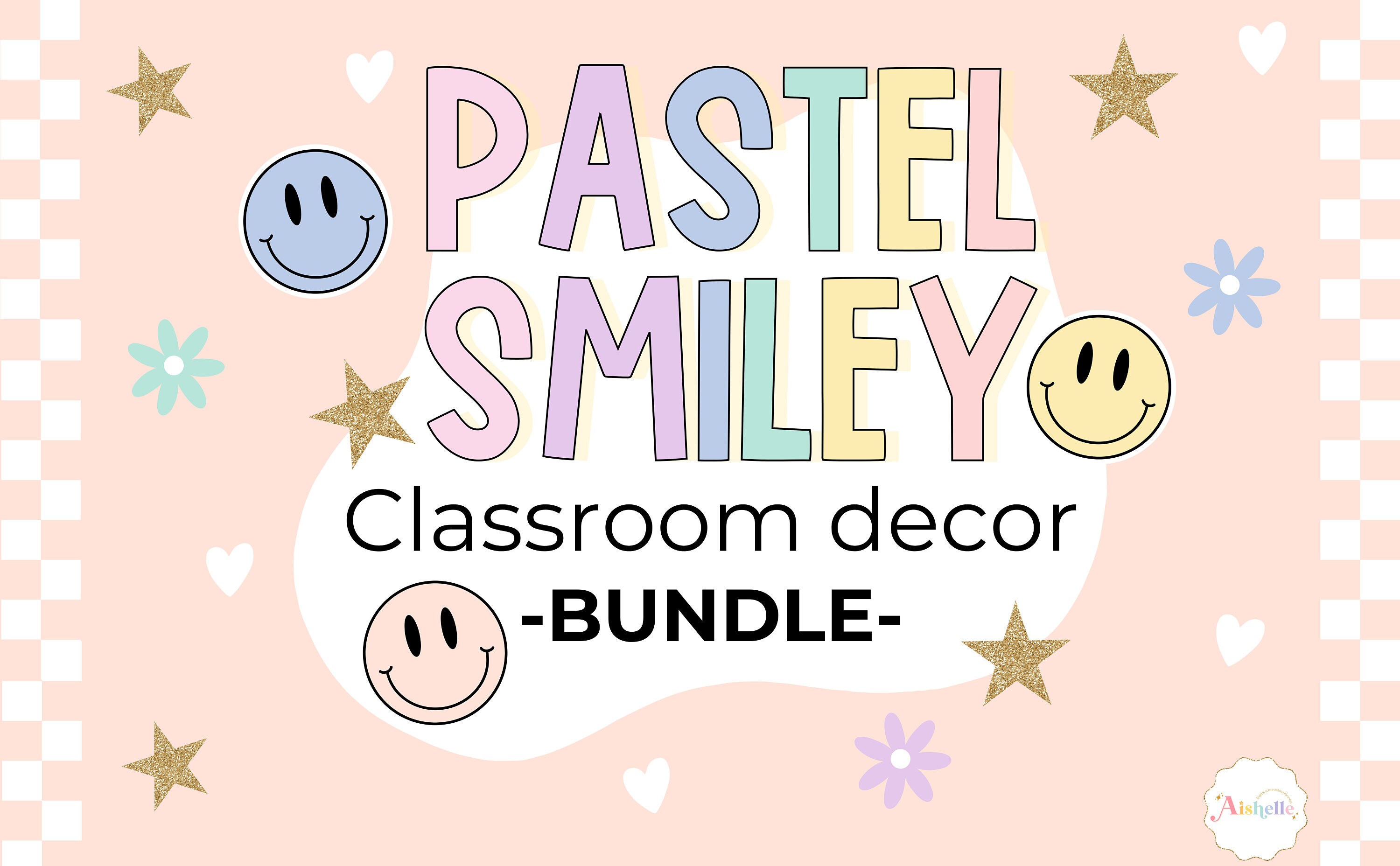 EDITABLE Pastel Smiley Classroom Decor Bundle - PERSONAL USE - Etsy