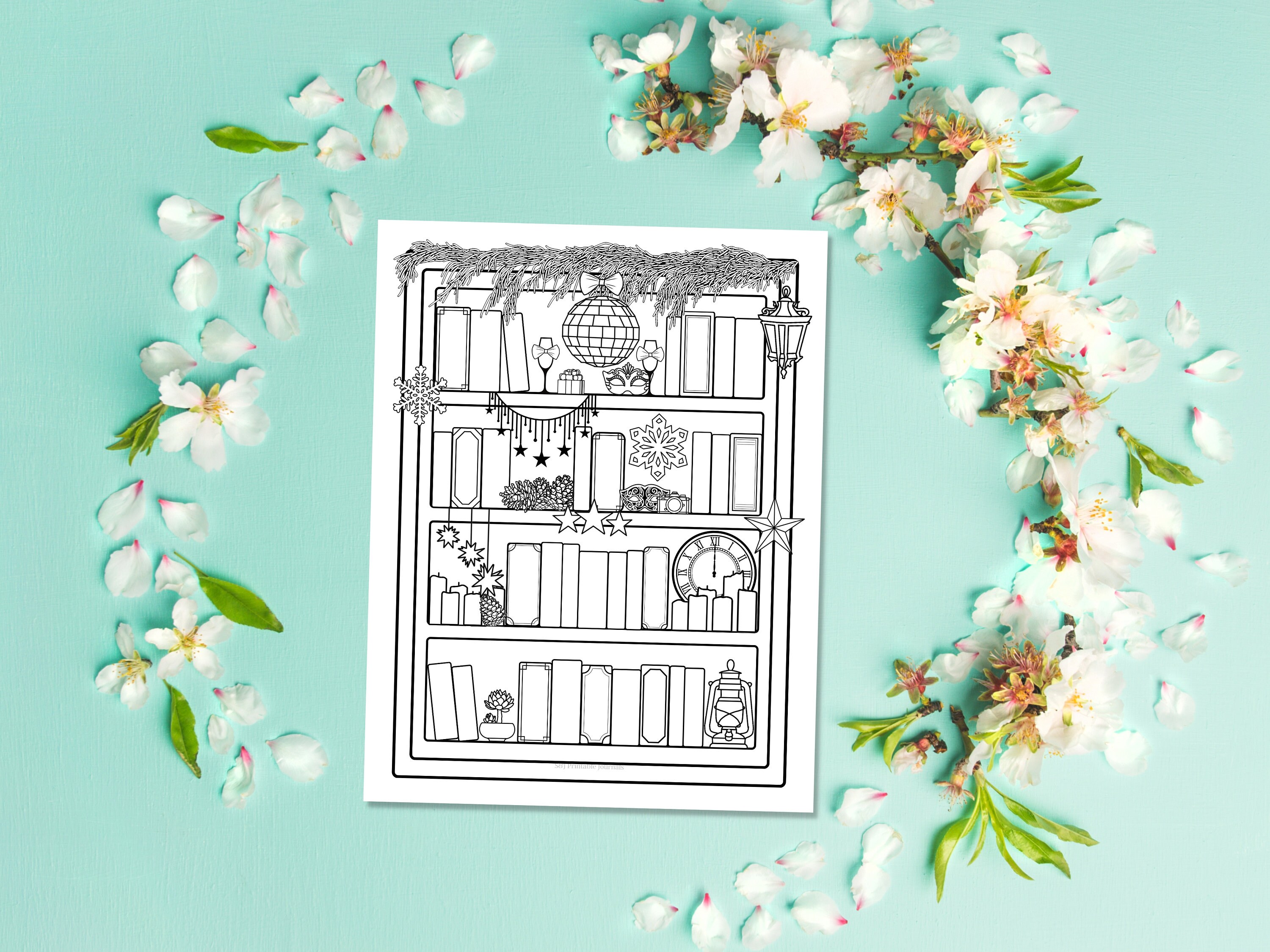 Printable New Year January Bookshelf Book Tracker Reading Log, Party Themed Books to Read