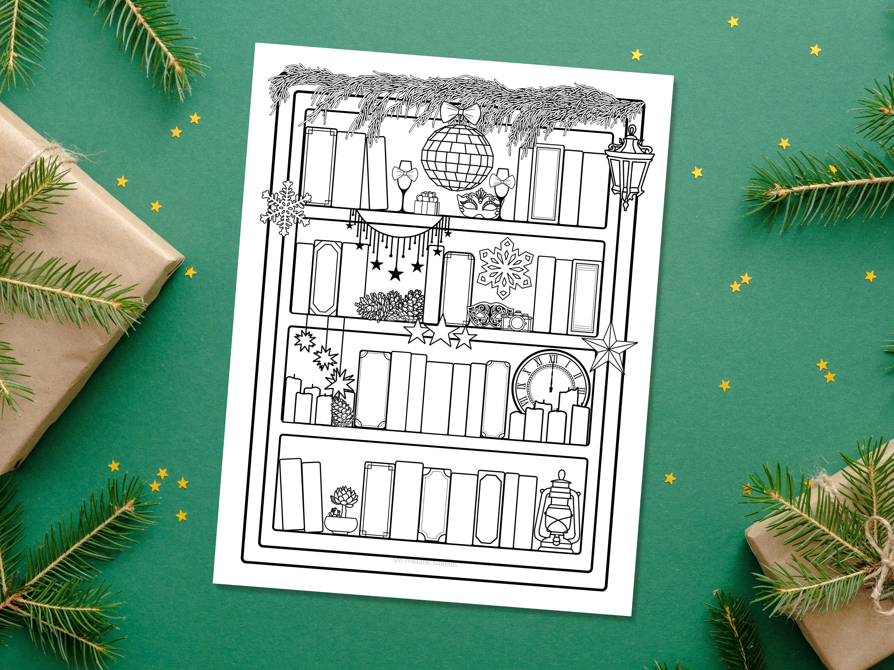 Printable New Year January Bookshelf Book Tracker Reading Log, Party Themed Books to Read