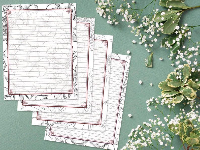 4 Printable Lined Letter Writing Paper Stationery Etsy