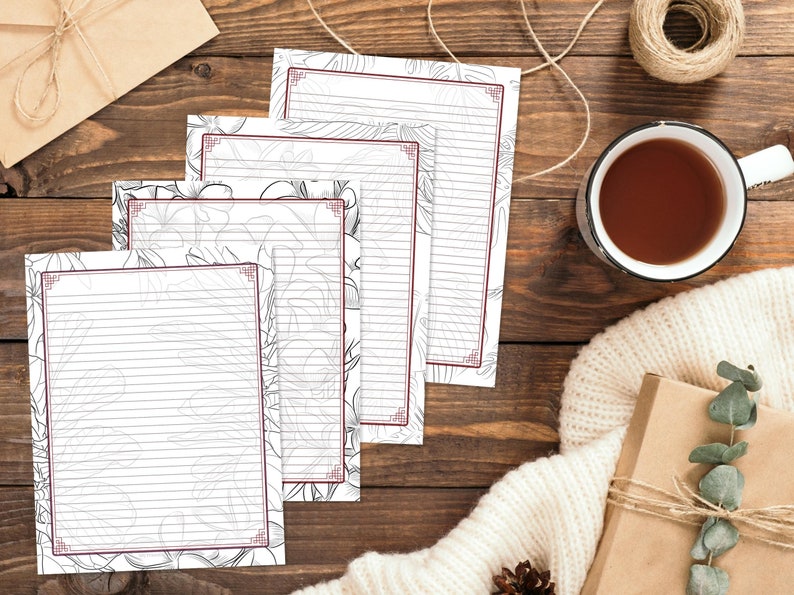 4 Printable Lined Letter Writing Paper Stationery Etsy