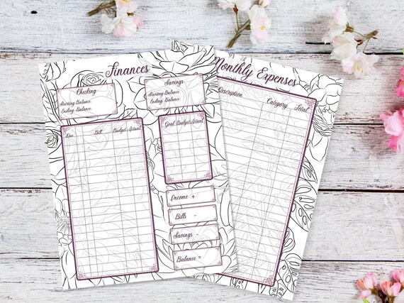 Printable Finance Chart and Monthly Expenses Page for Bullet - Etsy