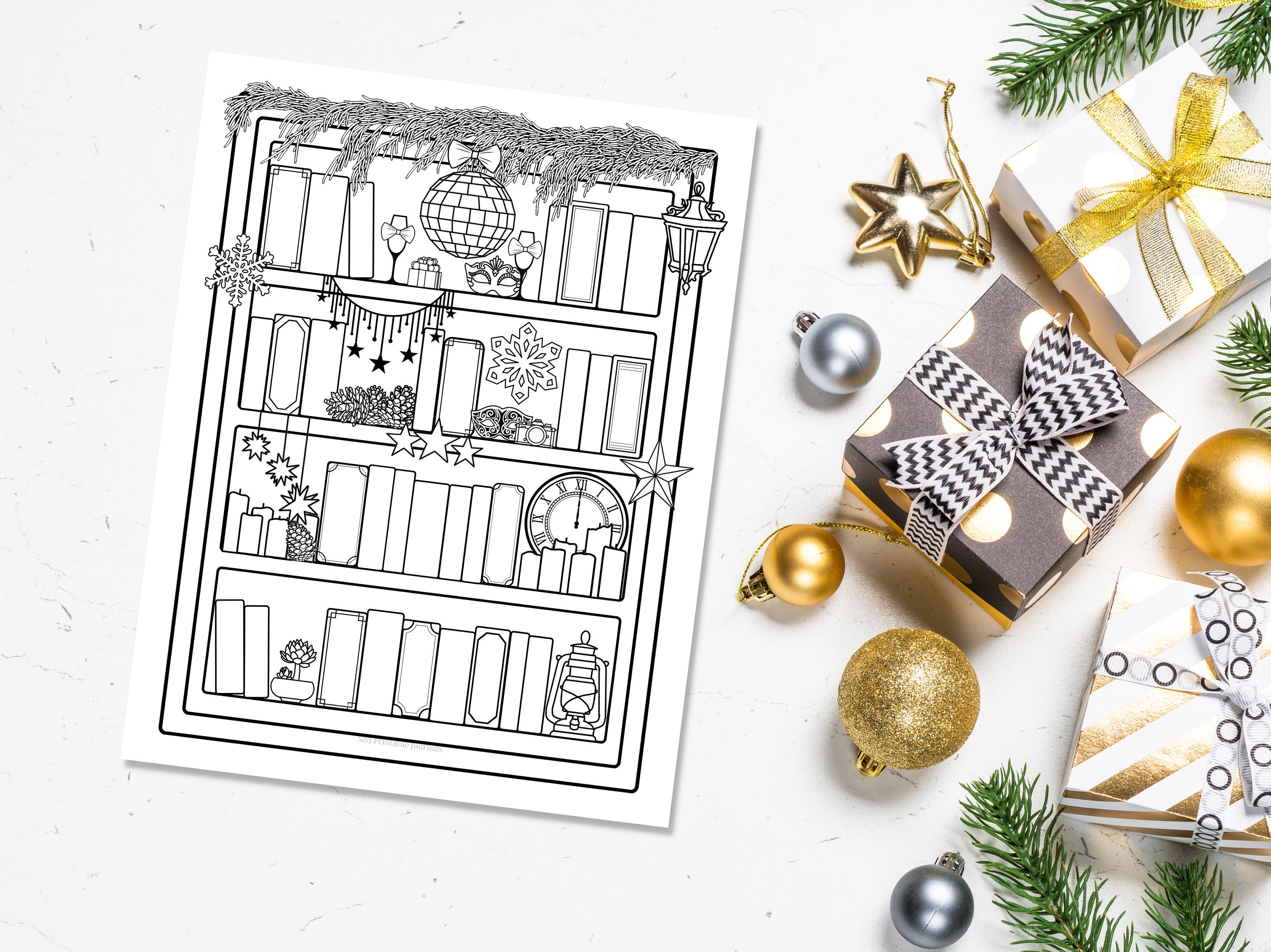 Printable New Year January Bookshelf Book Tracker Reading Log, Party Themed Books to Read