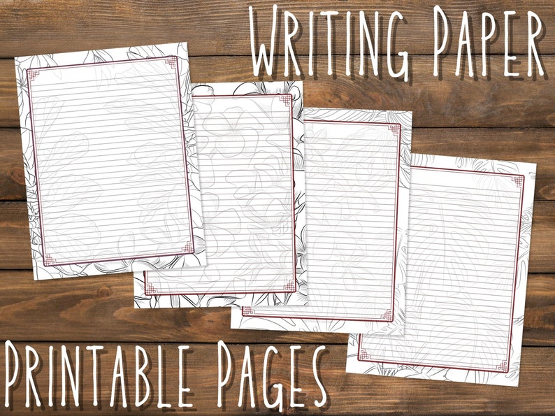 4 Printable Lined Letter Writing Paper Stationery - Etsy