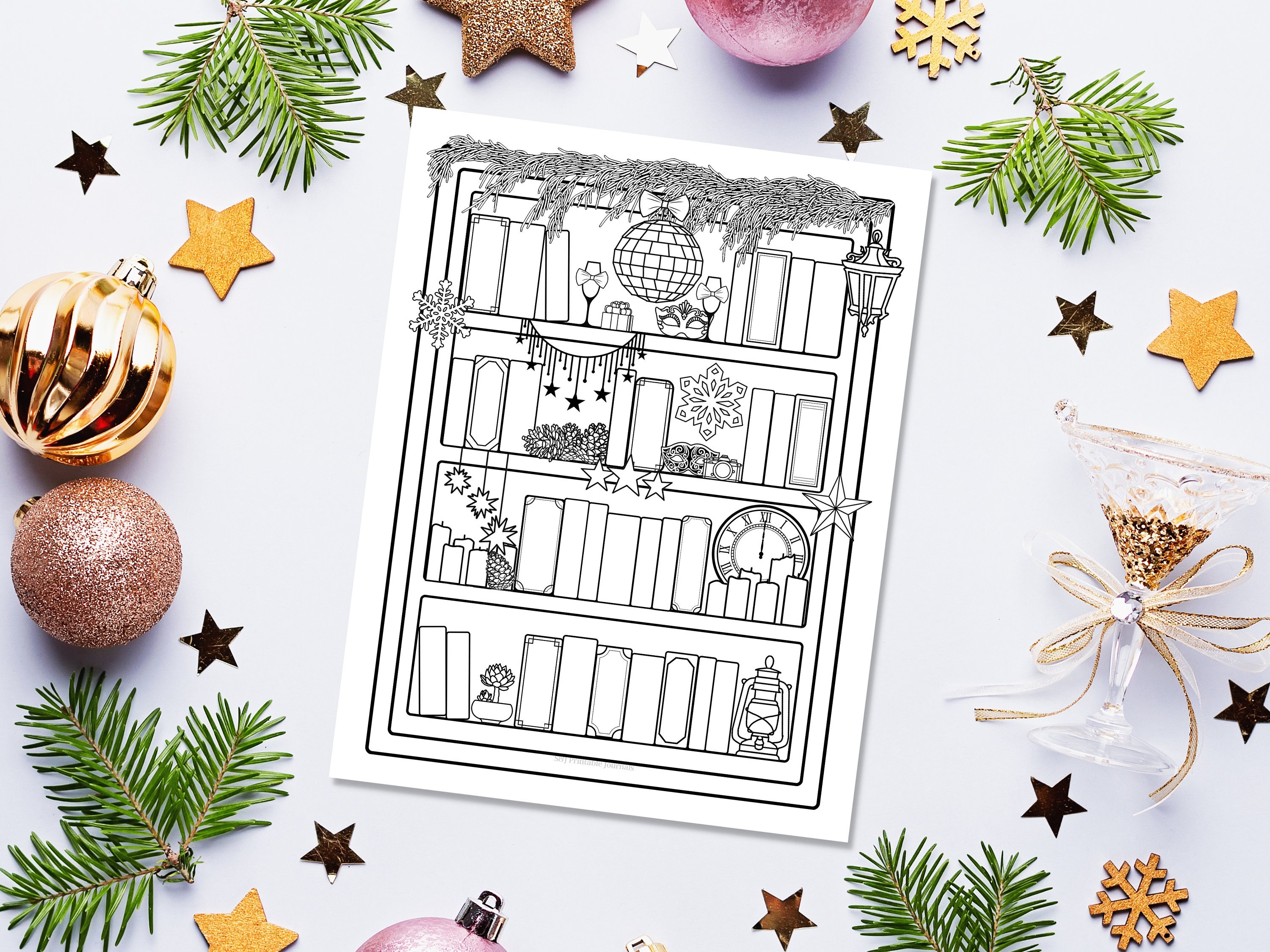 Printable New Year January Bookshelf Book Tracker Reading Log, Party Themed Books to Read