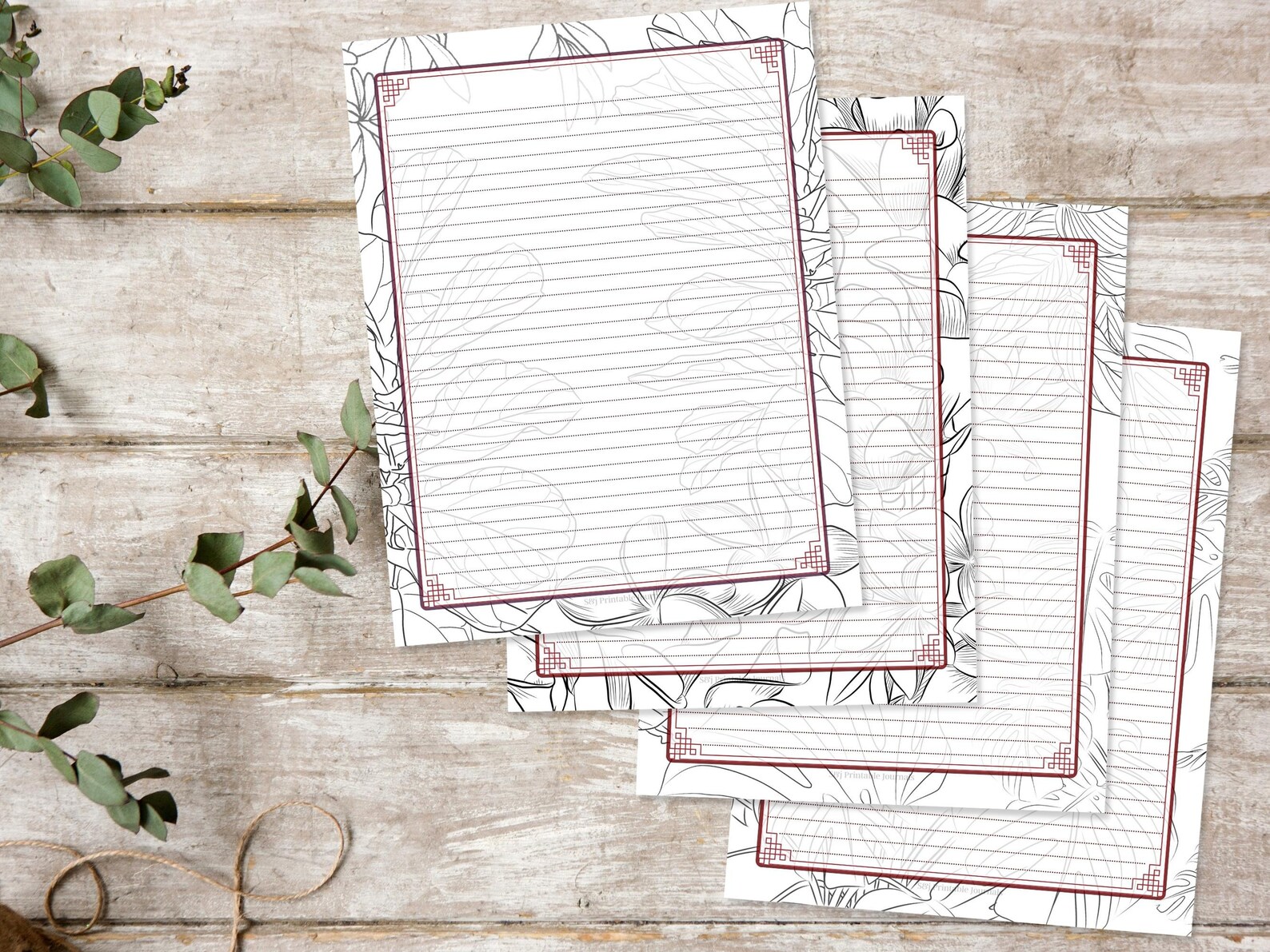 4 Printable Lined Letter Writing Paper Stationery Etsy