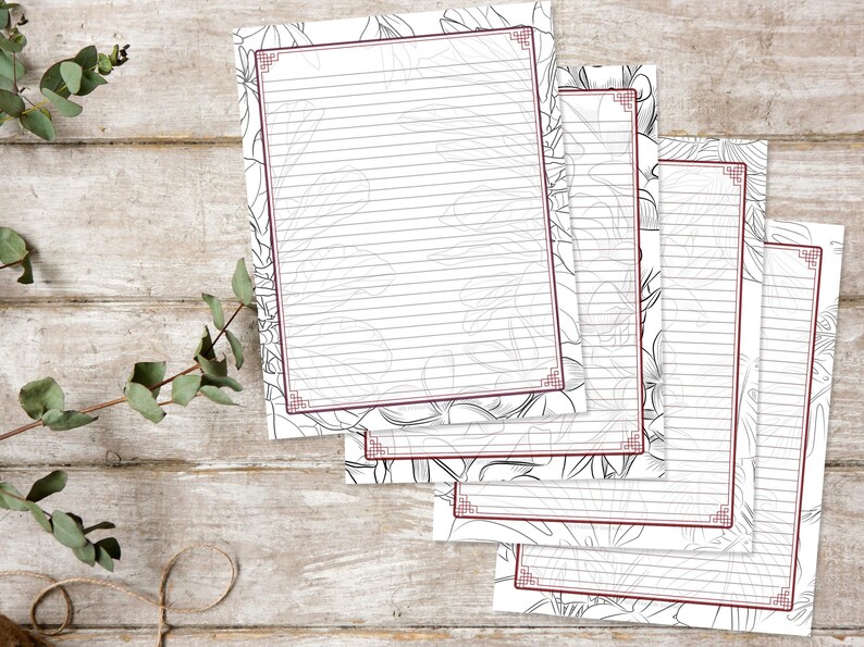 4 Printable Lined Letter Writing Paper Stationery - Etsy