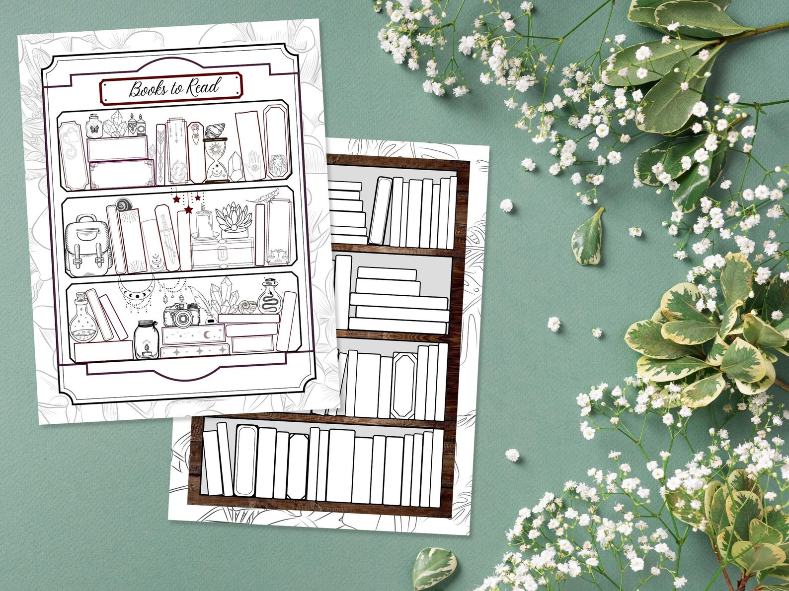 Printable Bookshelf Book Tracker Bundle Reading List for Etsy