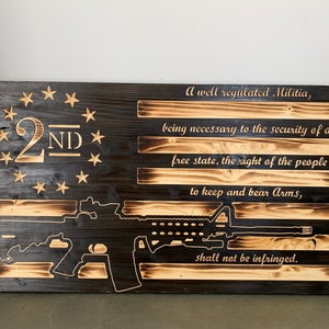 Second Amendment Wooden Flag - Handcrafted USA Pride Wall Art