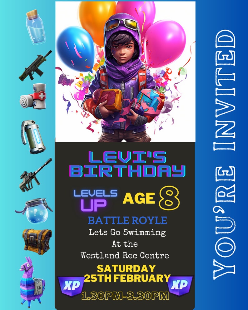 Fortnight Invitation for Boy and Girl, Chapter 3, Birthday Invitation ...