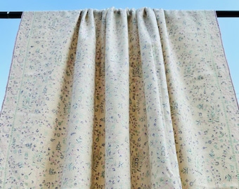 Handgjord elfenbensfärgad Sozni Pashminasjal med invecklad broderi, mjuk omlott, 100*200 CM