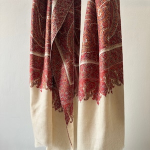 White Colour Pashmina Shawl, Unisex Pashmina Scarf, Handmade Kashmiri Shawl, Hand Embroidered Shawl, Gift For Her, Traditional Indian Shawl